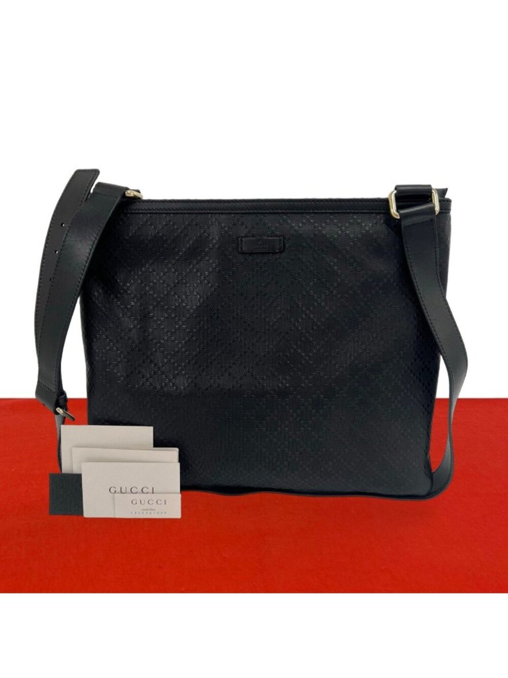 Gucci Diamante Leather Shoulder Bag Business Black